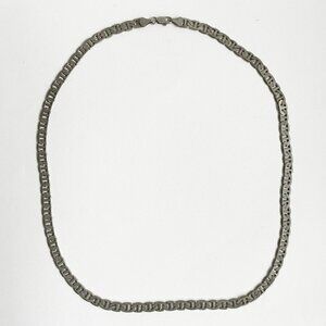 Heavy Matte Silver Tone Anchor Chain Necklace